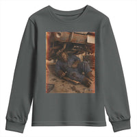 Bigfoot Mechanic Meme Youth Sweatshirt Funny Sasquatch Fixing Cars