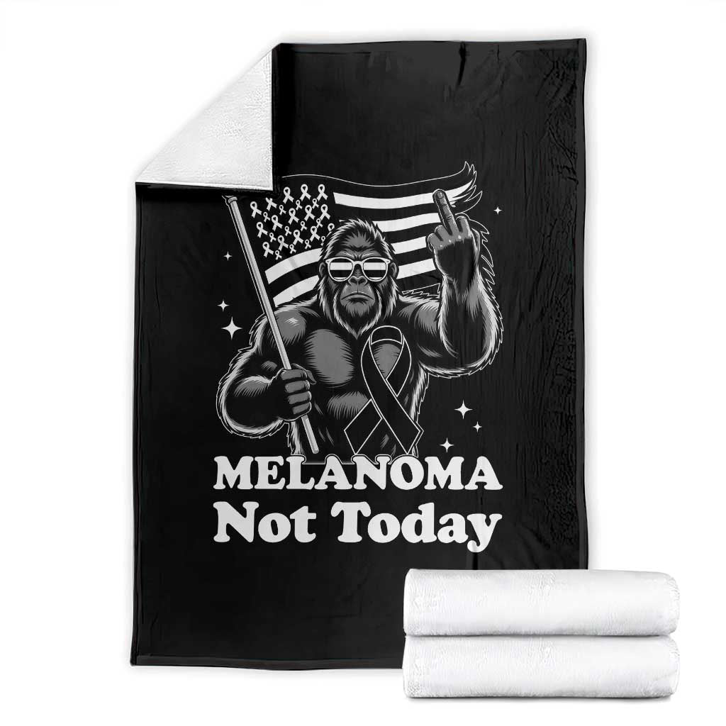 Bigfoot Black Ribbon Throw Blanket Not Today Melanoma Awareness Gift