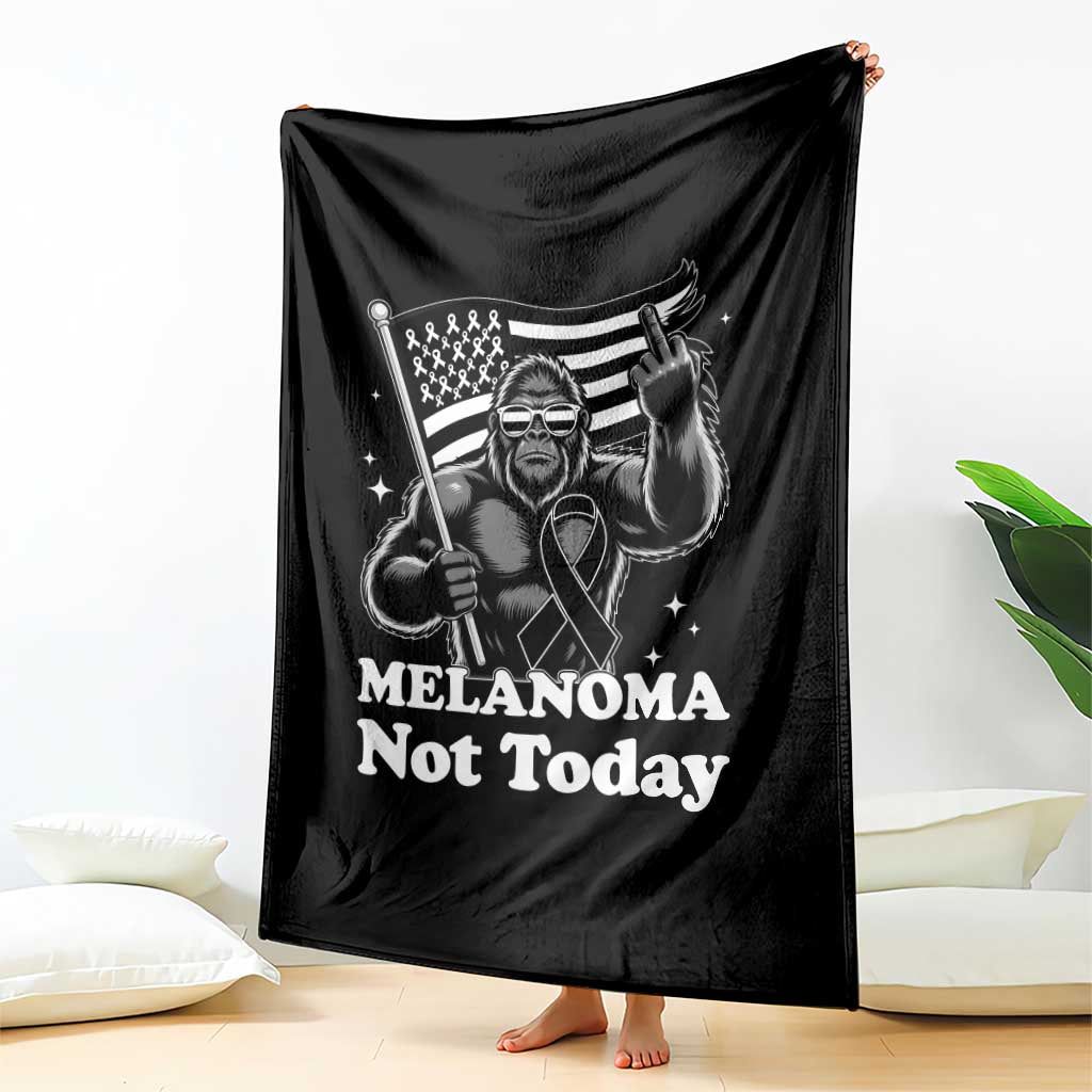 Bigfoot Black Ribbon Throw Blanket Not Today Melanoma Awareness Gift