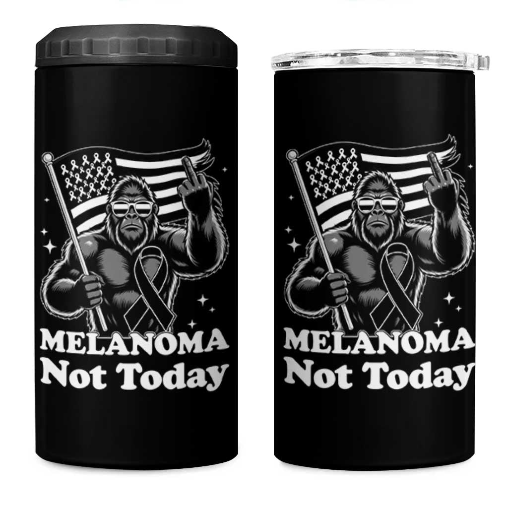 Bigfoot Black Ribbon 4 in 1 Can Cooler Tumbler Not Today Melanoma Awareness Gift