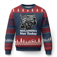 Bigfoot Black Ribbon Ugly Christmas Sweater Not Today Melanoma Awareness Gift