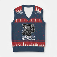 Bigfoot Black Ribbon V-Neck Knit Sweater Vest Not Today Melanoma Awareness Gift