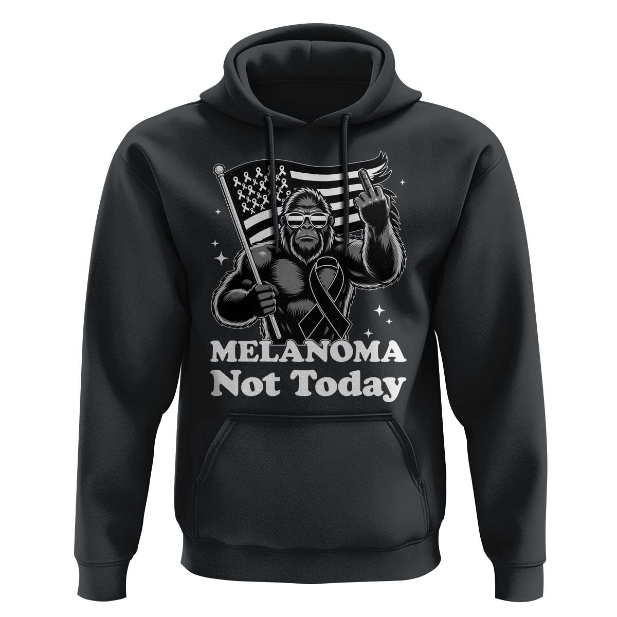 Bigfoot Black Ribbon Hoodie Not Today Melanoma Awareness Gift