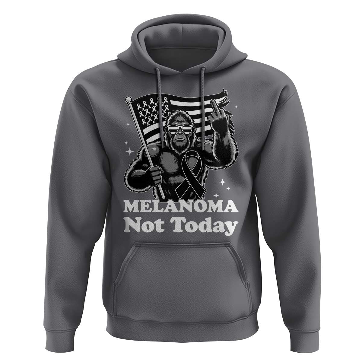 Bigfoot Black Ribbon Hoodie Not Today Melanoma Awareness Gift