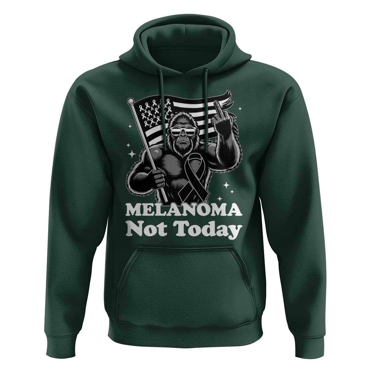 Bigfoot Black Ribbon Hoodie Not Today Melanoma Awareness Gift