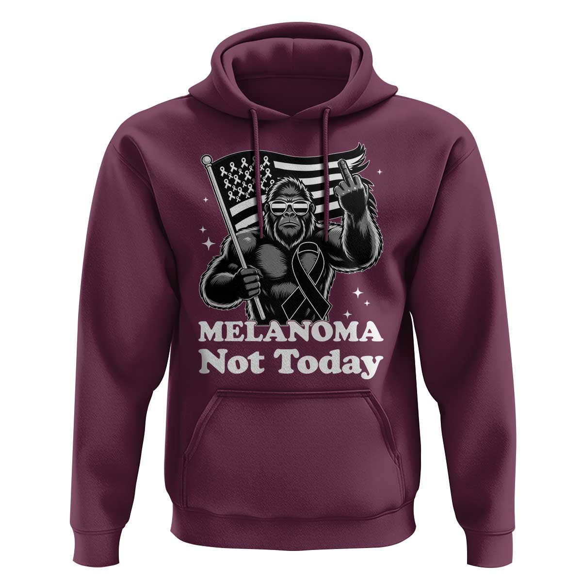 Bigfoot Black Ribbon Hoodie Not Today Melanoma Awareness Gift