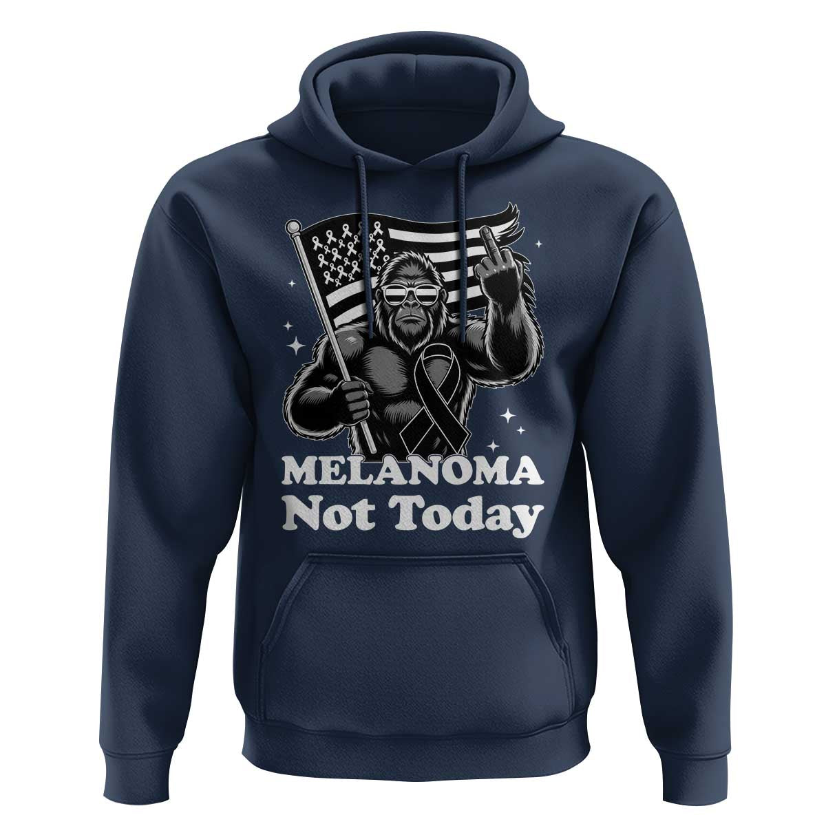 Bigfoot Black Ribbon Hoodie Not Today Melanoma Awareness Gift