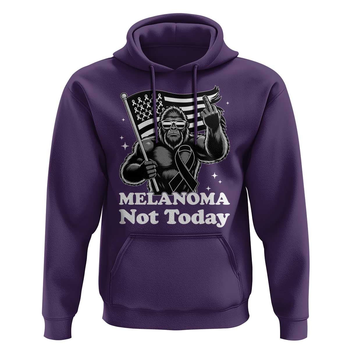 Bigfoot Black Ribbon Hoodie Not Today Melanoma Awareness Gift