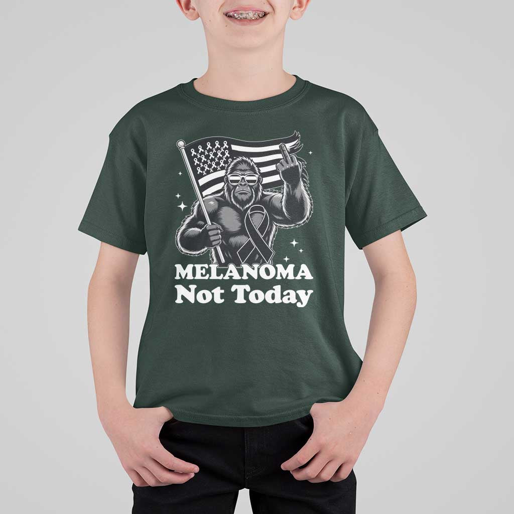Bigfoot Black Ribbon T Shirt For Kid Not Today Melanoma Awareness Gift