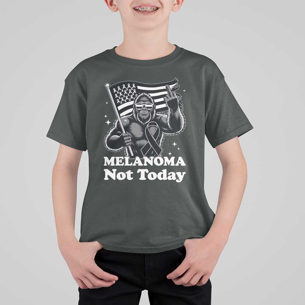 Bigfoot Black Ribbon T Shirt For Kid Not Today Melanoma Awareness Gift