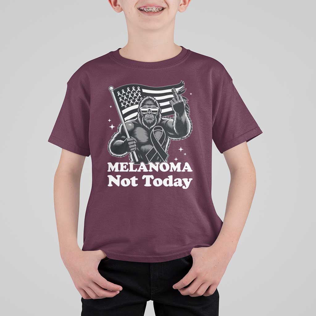 Bigfoot Black Ribbon T Shirt For Kid Not Today Melanoma Awareness Gift