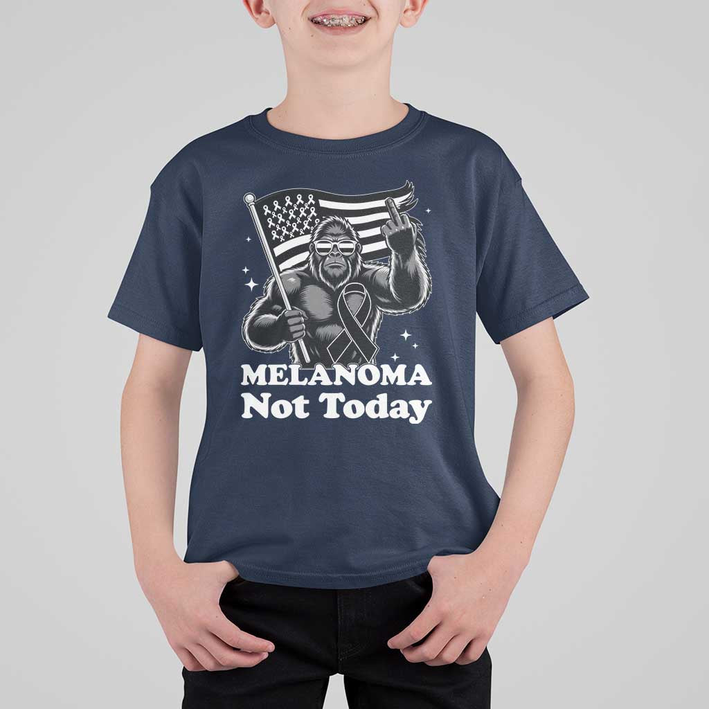 Bigfoot Black Ribbon T Shirt For Kid Not Today Melanoma Awareness Gift