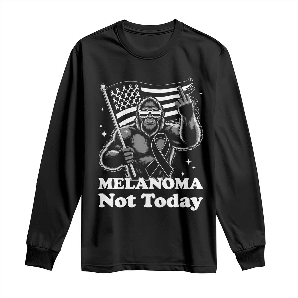 Bigfoot Black Ribbon Long Sleeve Shirt Not Today Melanoma Awareness Gift