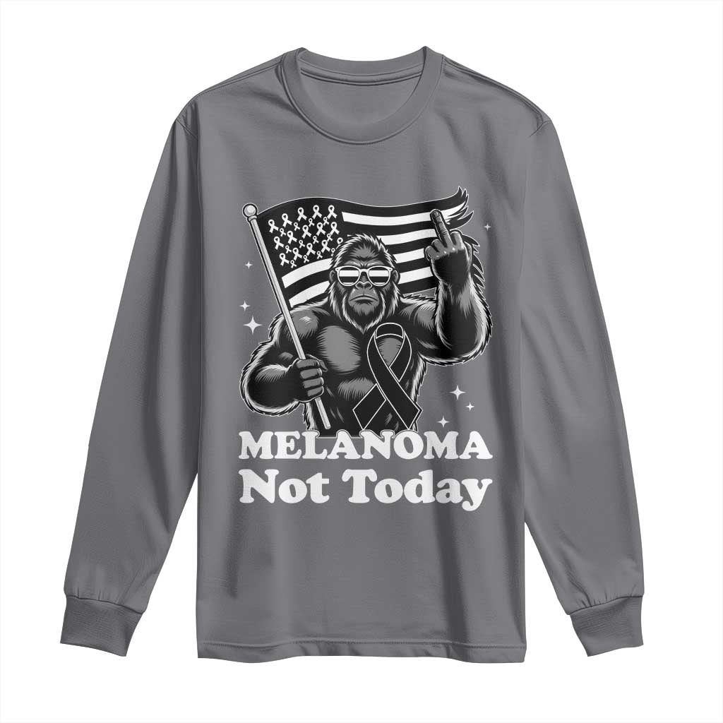 Bigfoot Black Ribbon Long Sleeve Shirt Not Today Melanoma Awareness Gift
