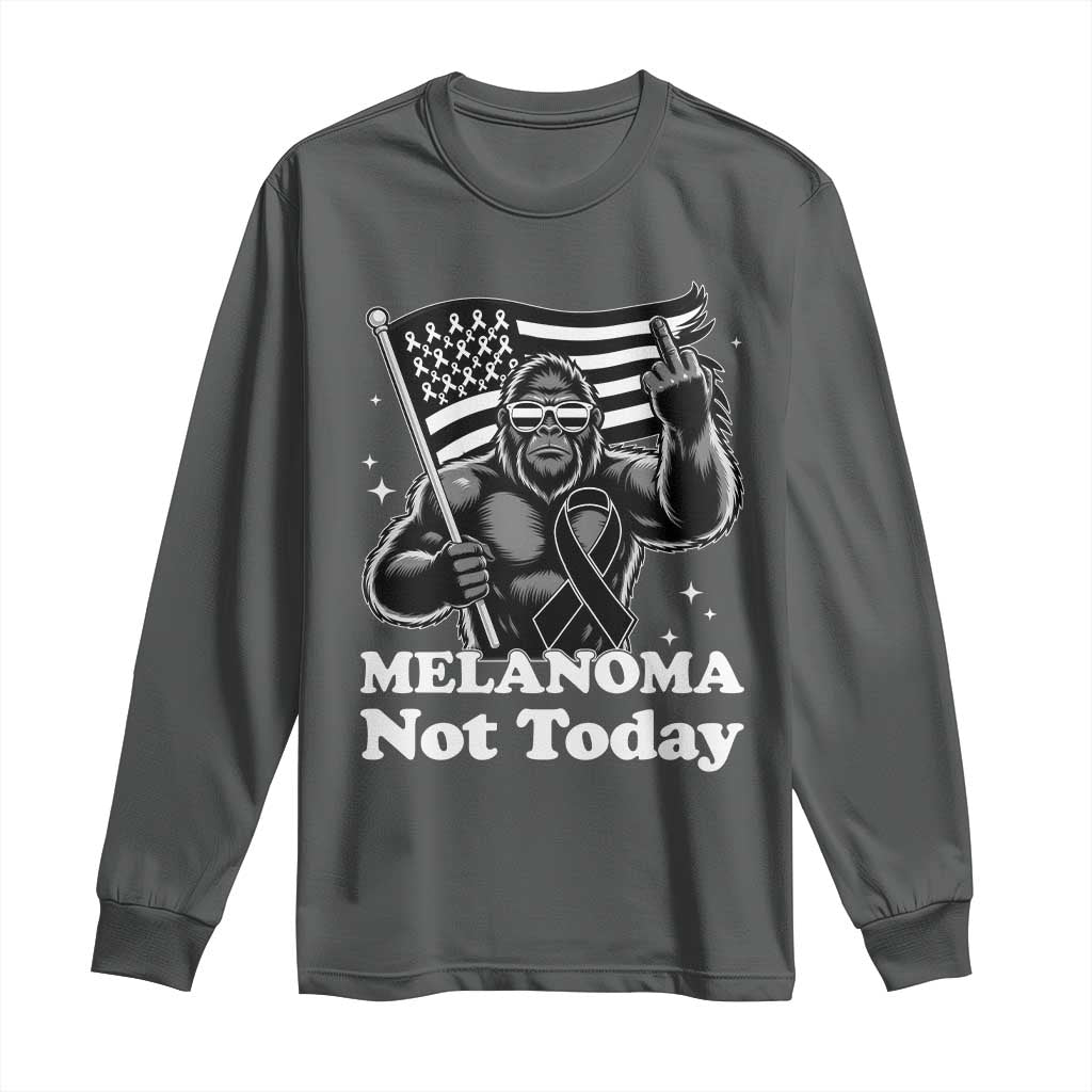 Bigfoot Black Ribbon Long Sleeve Shirt Not Today Melanoma Awareness Gift