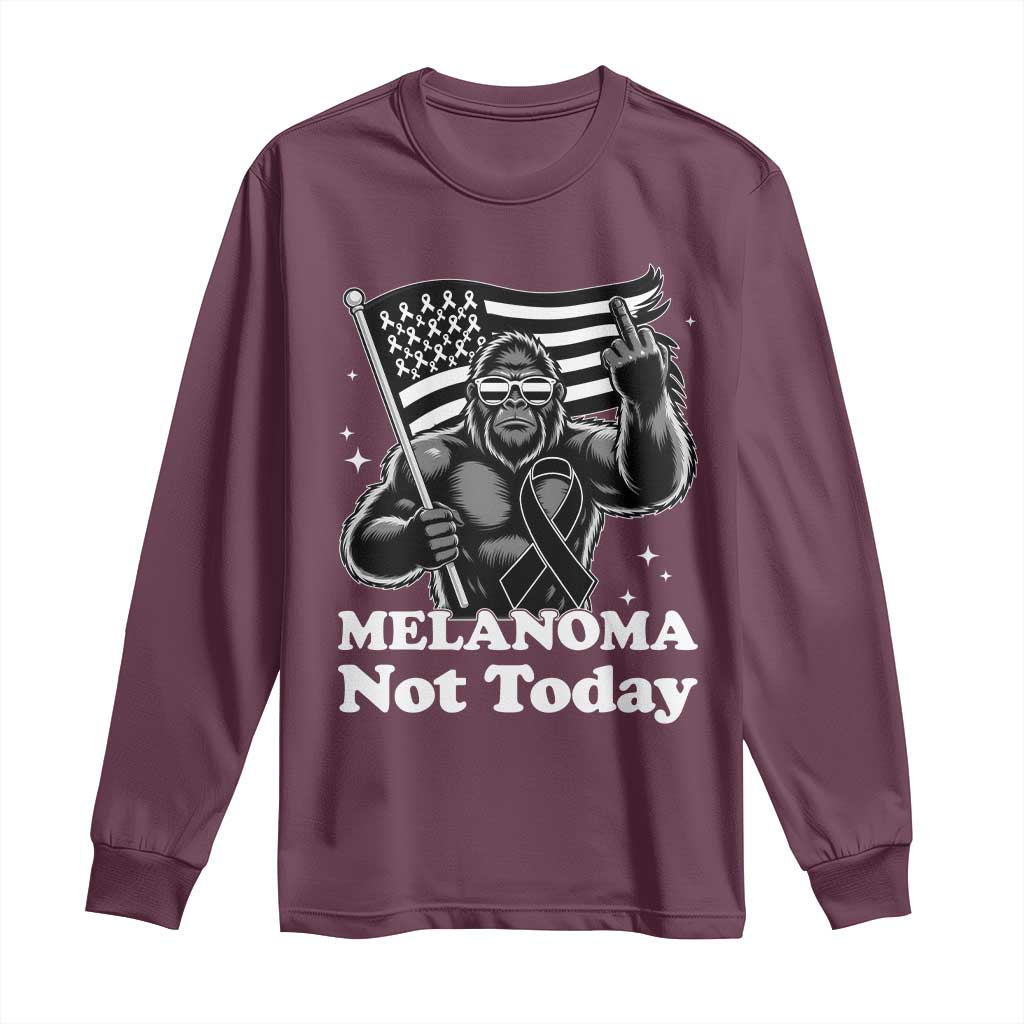 Bigfoot Black Ribbon Long Sleeve Shirt Not Today Melanoma Awareness Gift