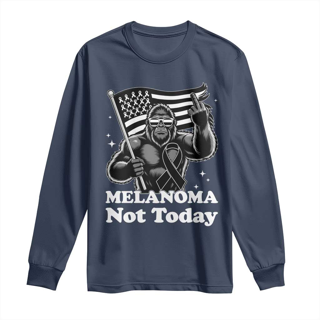 Bigfoot Black Ribbon Long Sleeve Shirt Not Today Melanoma Awareness Gift