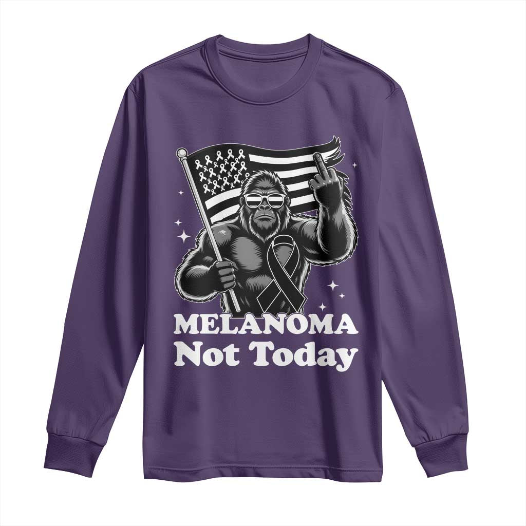 Bigfoot Black Ribbon Long Sleeve Shirt Not Today Melanoma Awareness Gift