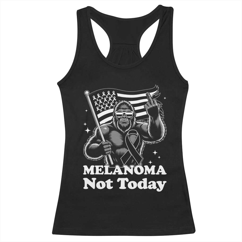 Bigfoot Black Ribbon Racerback Tank Top Not Today Melanoma Awareness Gift