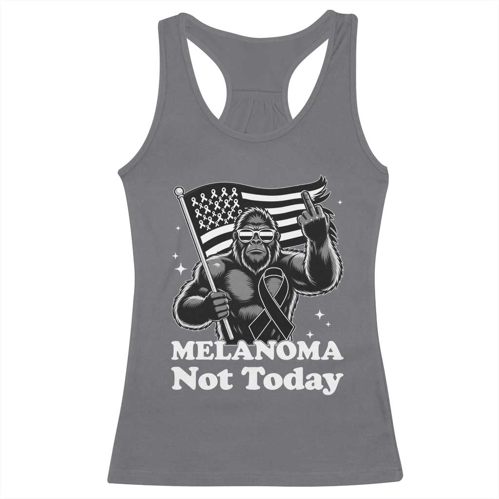 Bigfoot Black Ribbon Racerback Tank Top Not Today Melanoma Awareness Gift
