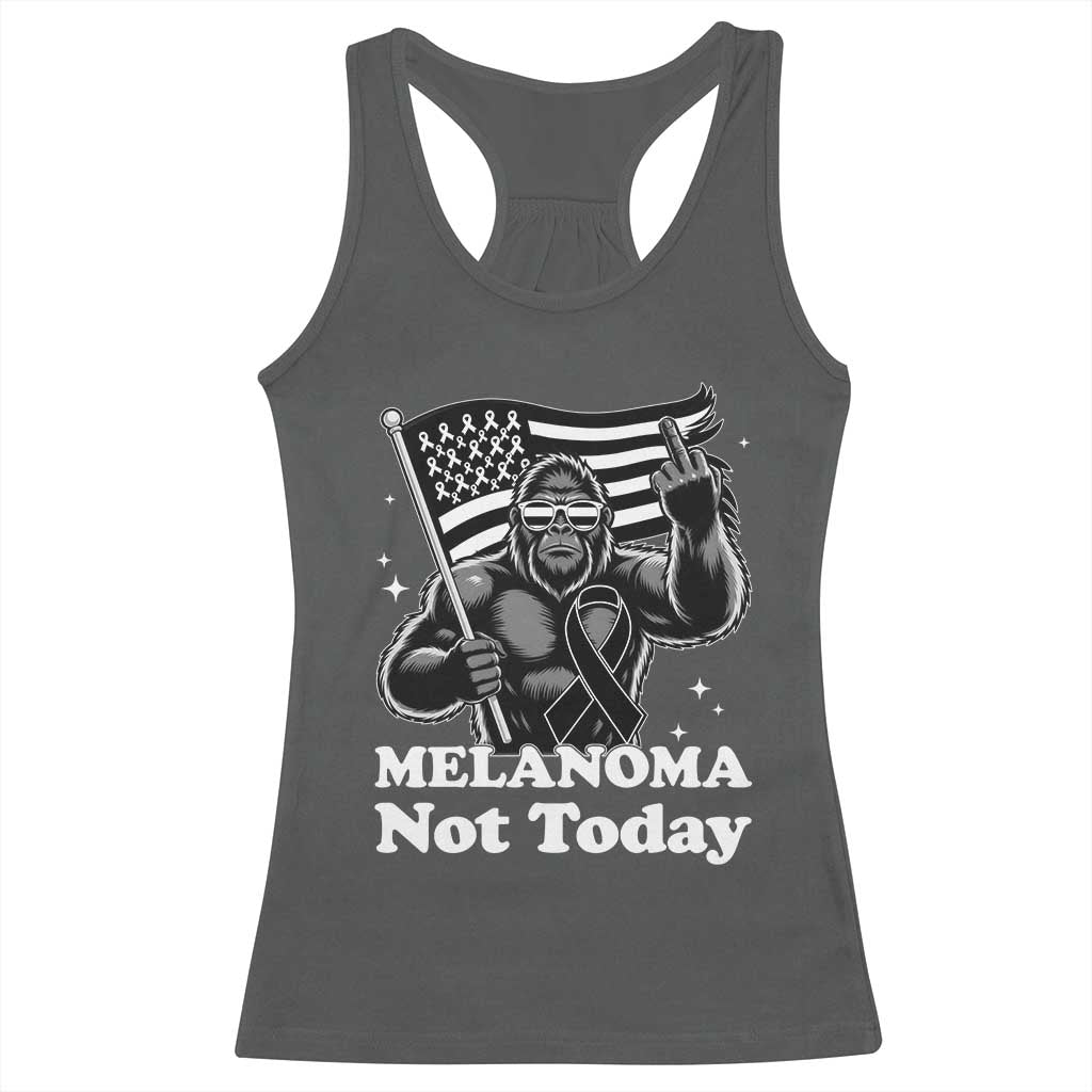 Bigfoot Black Ribbon Racerback Tank Top Not Today Melanoma Awareness Gift