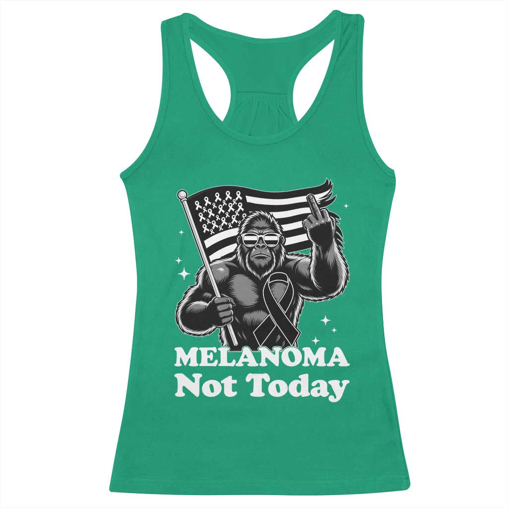 Bigfoot Black Ribbon Racerback Tank Top Not Today Melanoma Awareness Gift
