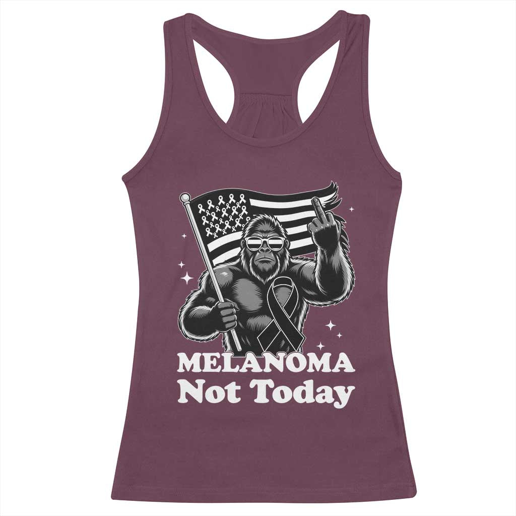 Bigfoot Black Ribbon Racerback Tank Top Not Today Melanoma Awareness Gift