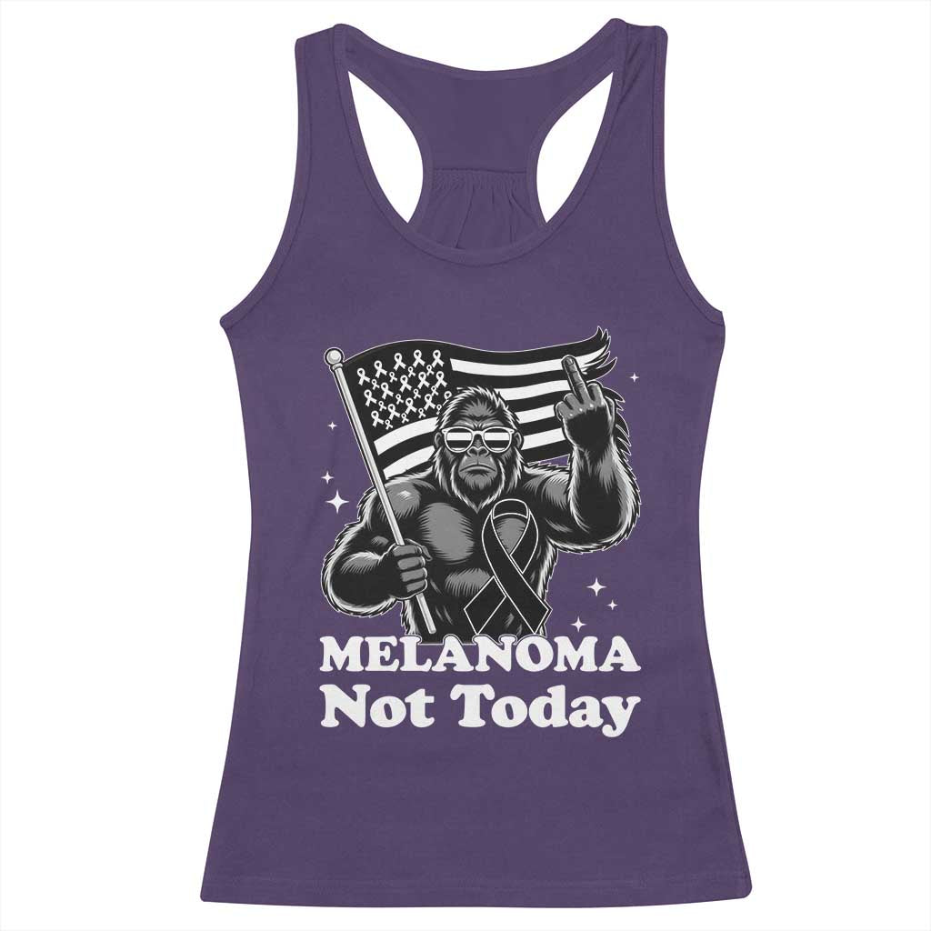 Bigfoot Black Ribbon Racerback Tank Top Not Today Melanoma Awareness Gift