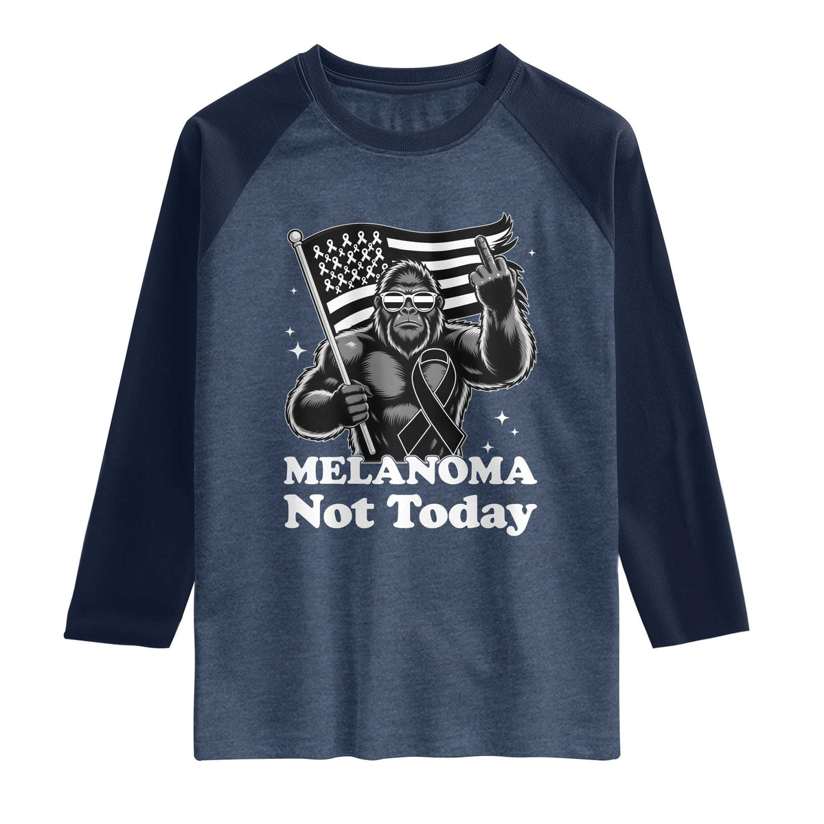 Bigfoot Black Ribbon Raglan Shirt Not Today Melanoma Awareness Gift