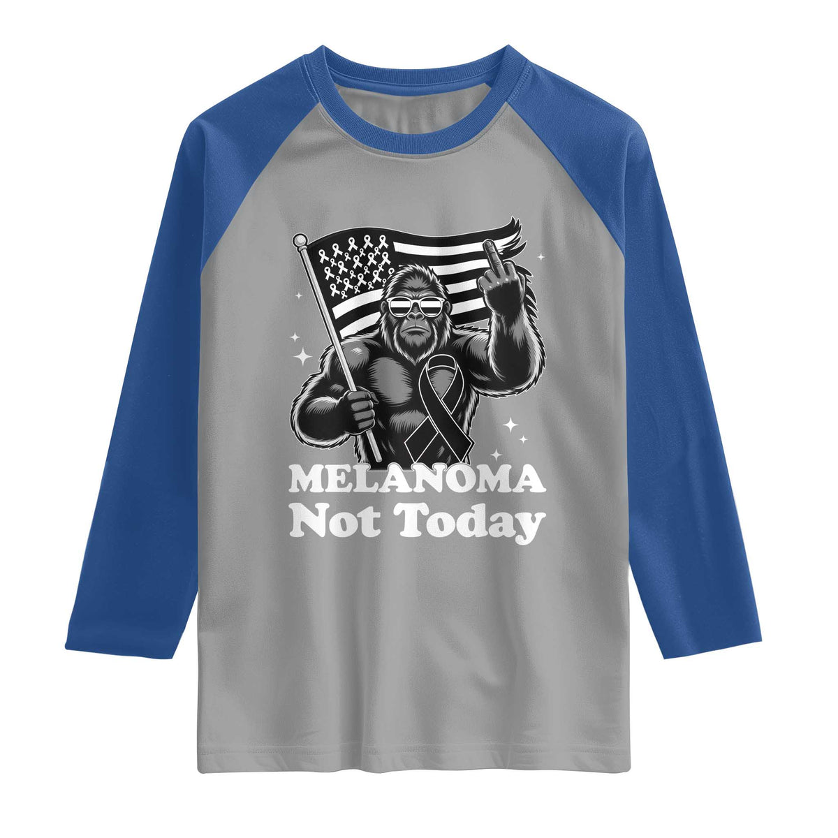 Bigfoot Black Ribbon Raglan Shirt Not Today Melanoma Awareness Gift