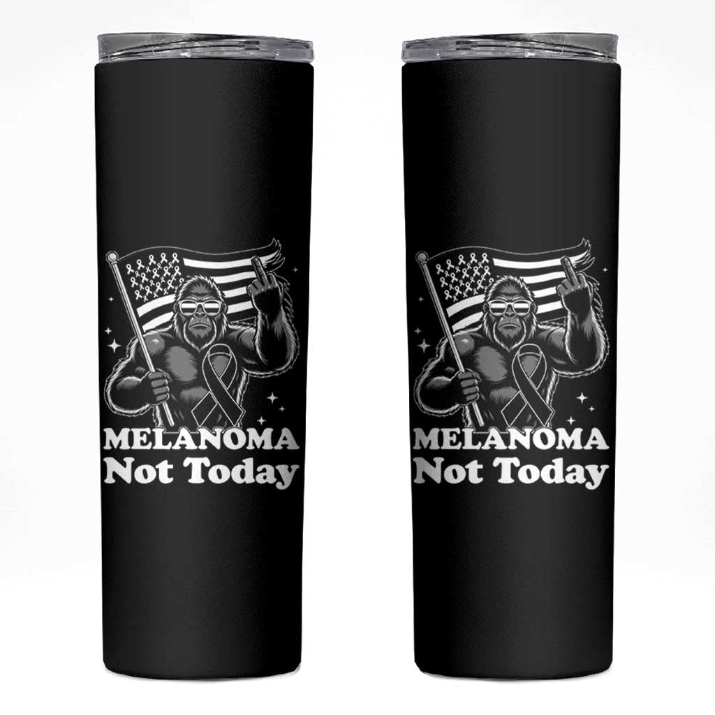 Bigfoot Black Ribbon Skinny Tumbler Not Today Melanoma Awareness Gift