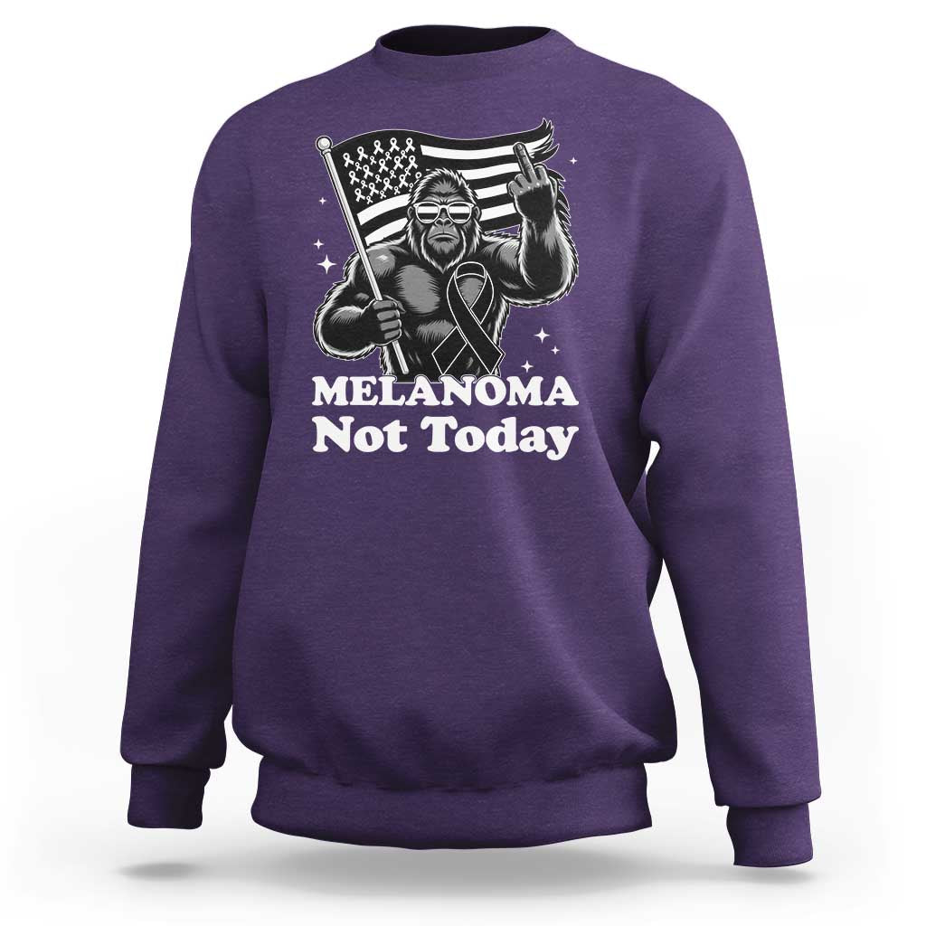 Bigfoot Black Ribbon Sweatshirt Not Today Melanoma Awareness Gift