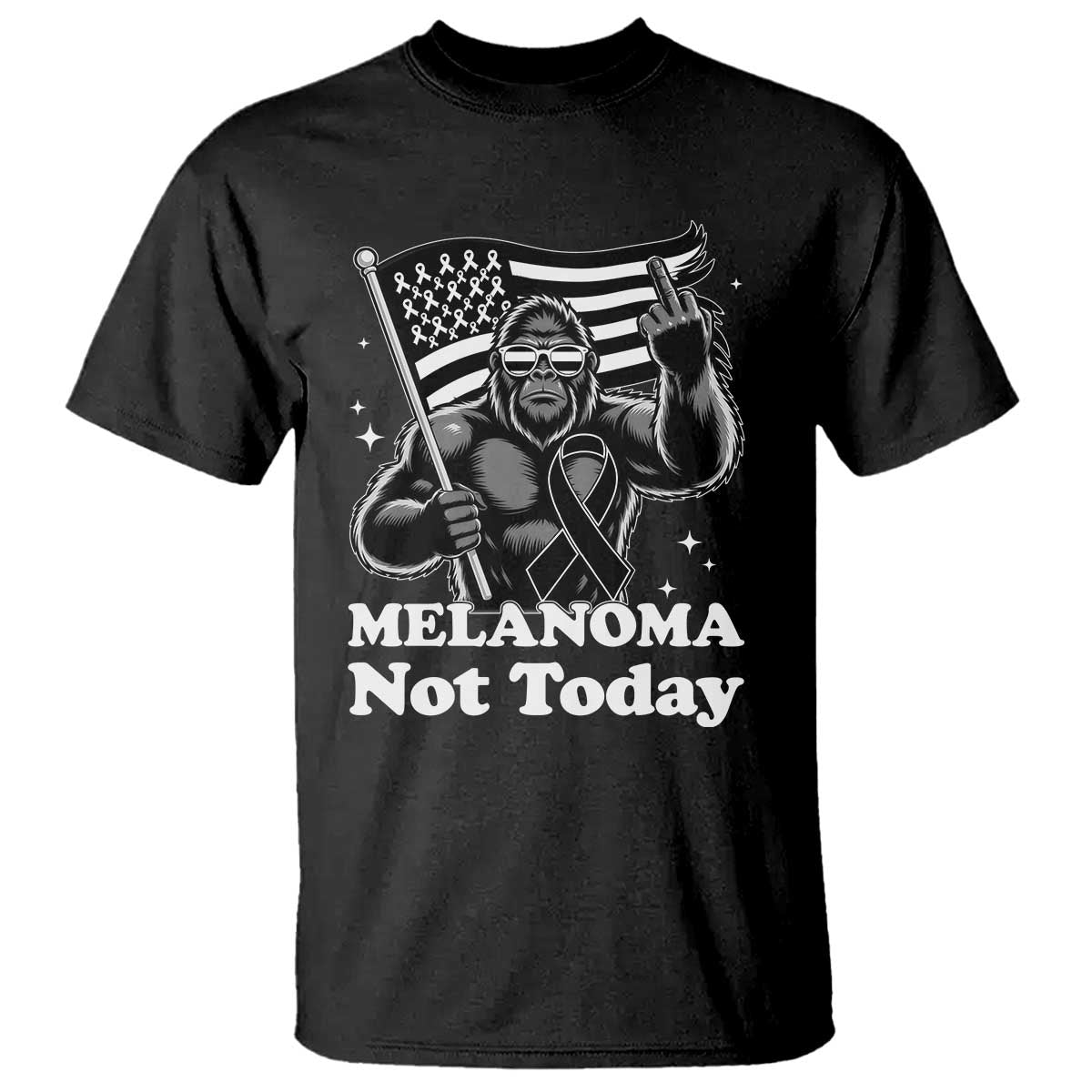 Bigfoot Black Ribbon T Shirt Not Today Melanoma Awareness Gift