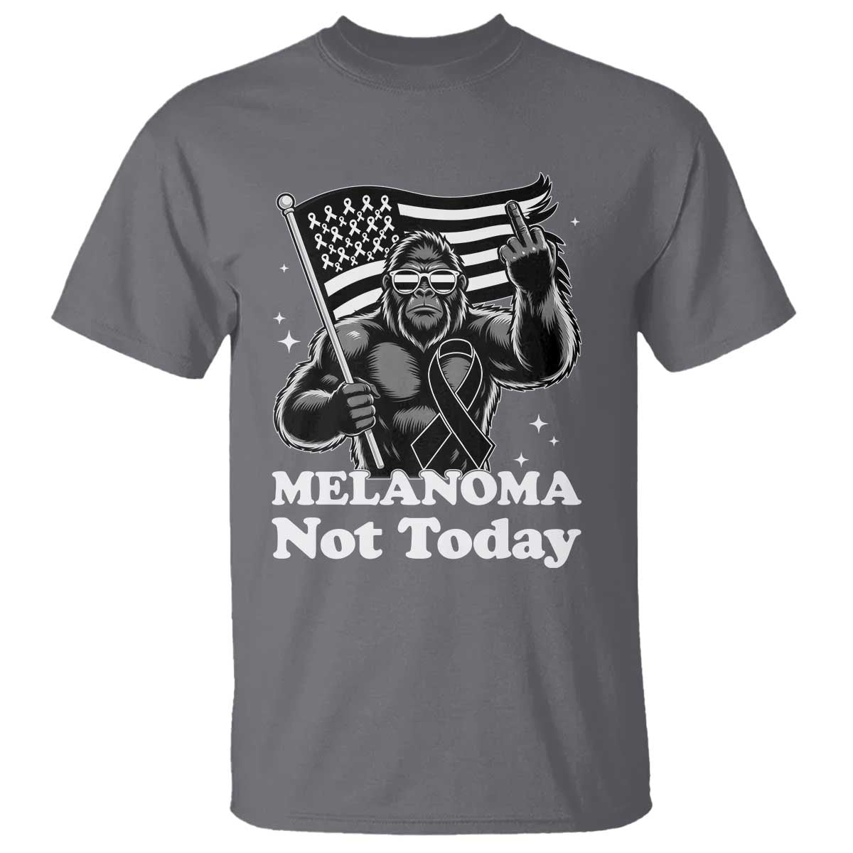 Bigfoot Black Ribbon T Shirt Not Today Melanoma Awareness Gift