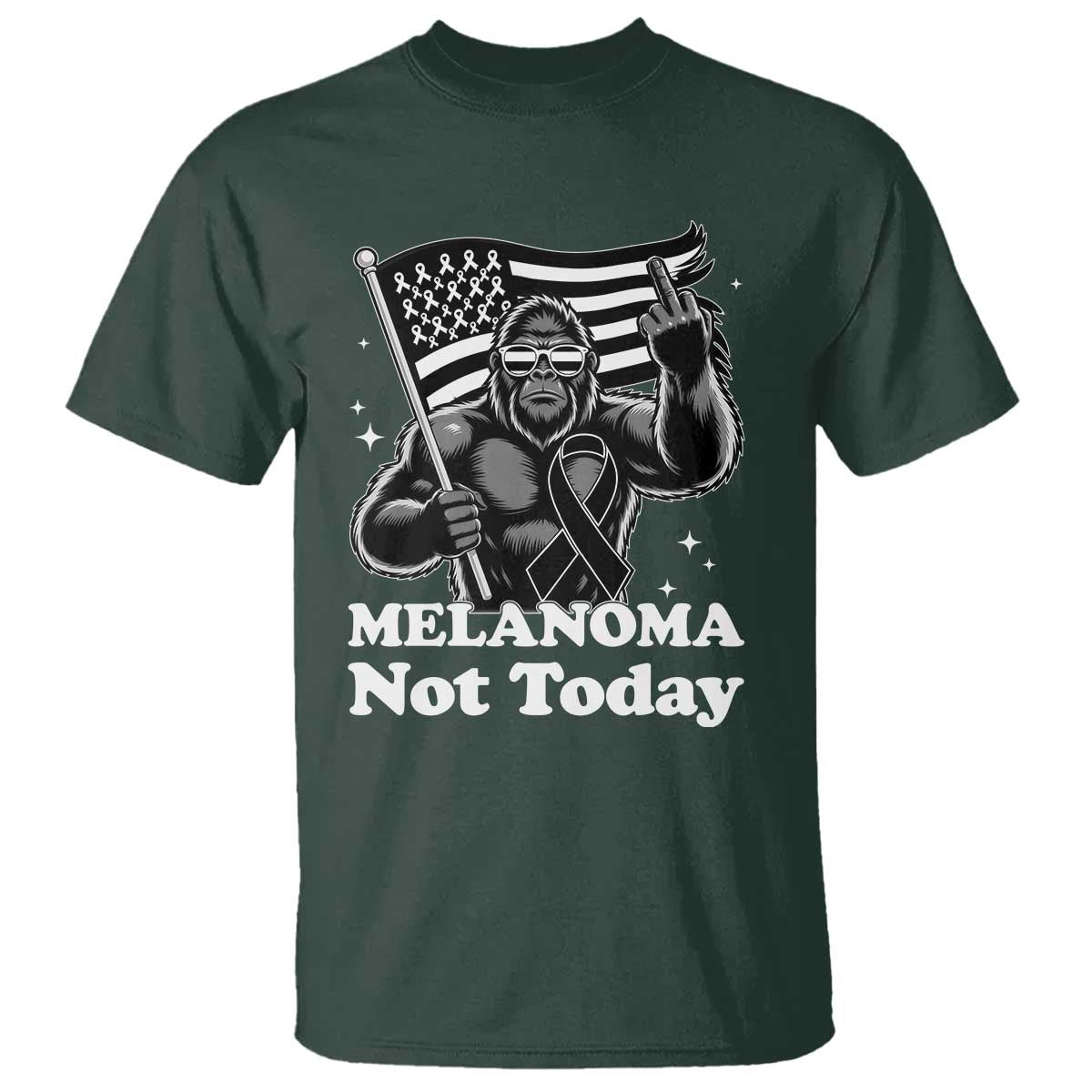 Bigfoot Black Ribbon T Shirt Not Today Melanoma Awareness Gift