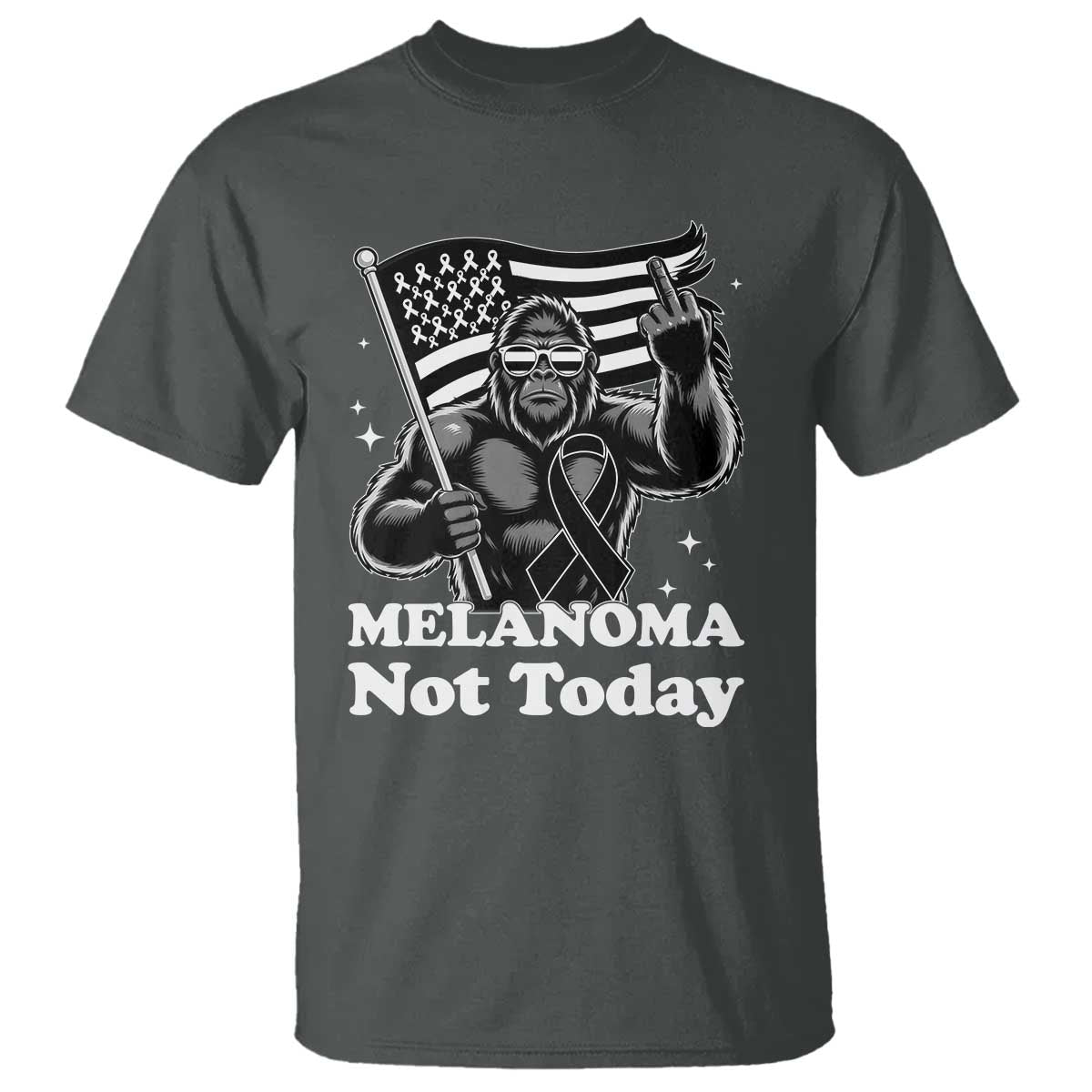 Bigfoot Black Ribbon T Shirt Not Today Melanoma Awareness Gift