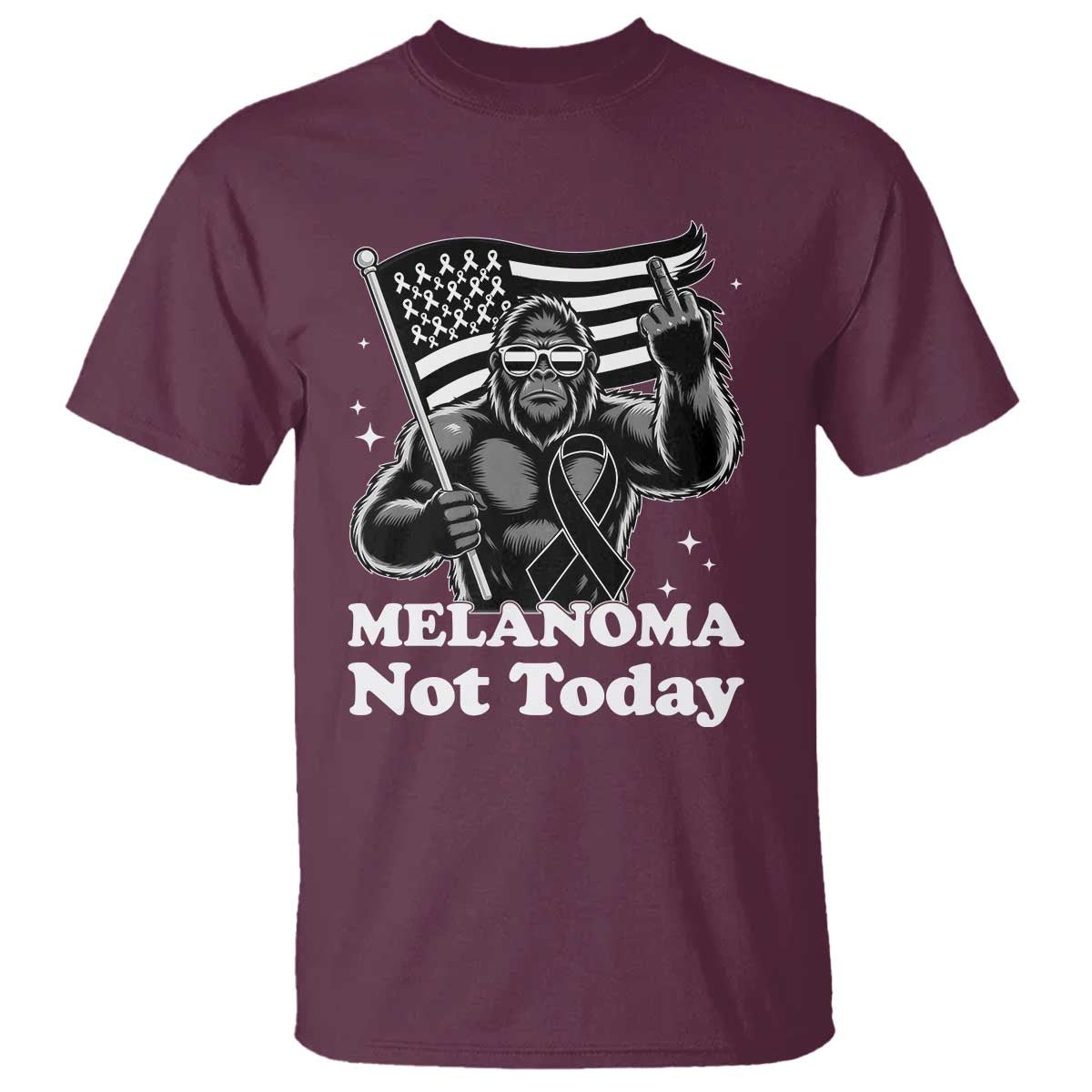 Bigfoot Black Ribbon T Shirt Not Today Melanoma Awareness Gift