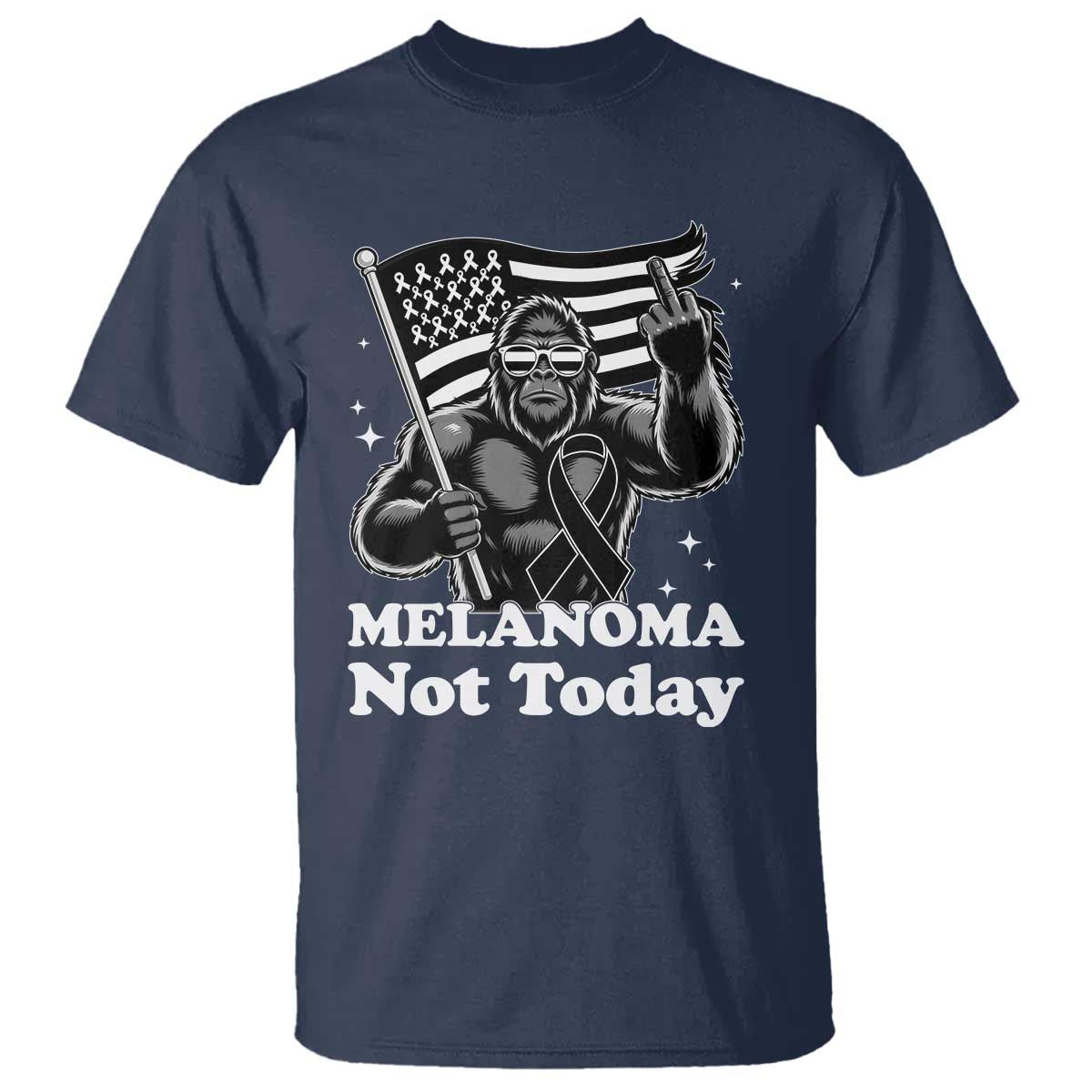Bigfoot Black Ribbon T Shirt Not Today Melanoma Awareness Gift