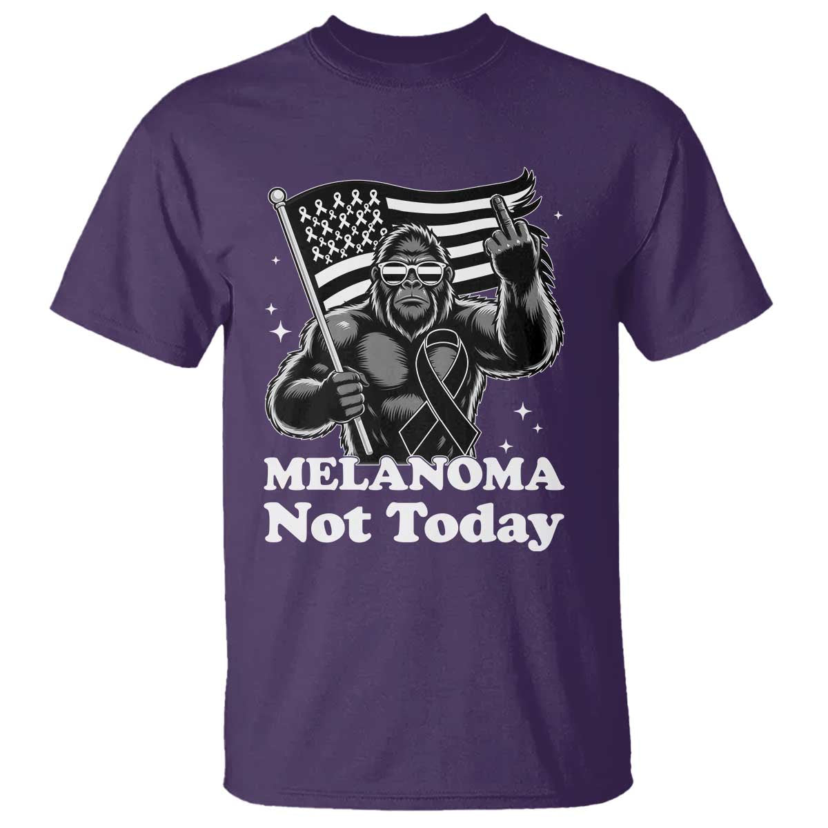 Bigfoot Black Ribbon T Shirt Not Today Melanoma Awareness Gift