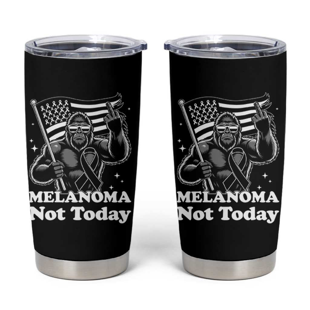 Bigfoot Black Ribbon Tumbler Cup Not Today Melanoma Awareness Gift