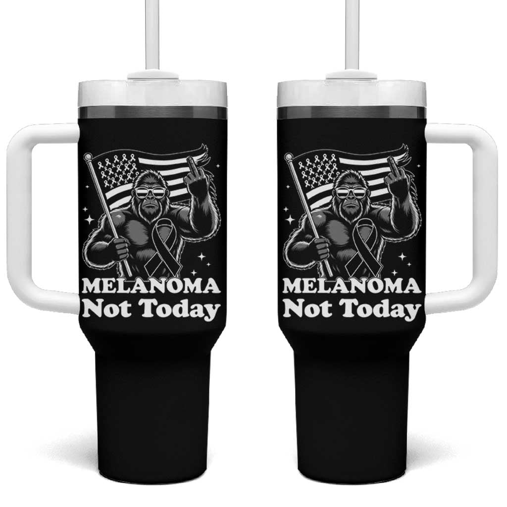 Bigfoot Black Ribbon Tumbler With Handle Not Today Melanoma Awareness Gift