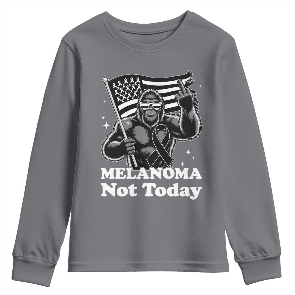 Bigfoot Black Ribbon Youth Sweatshirt Not Today Melanoma Awareness Gift