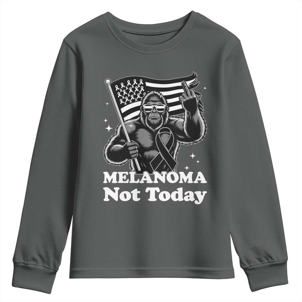 Bigfoot Black Ribbon Youth Sweatshirt Not Today Melanoma Awareness Gift