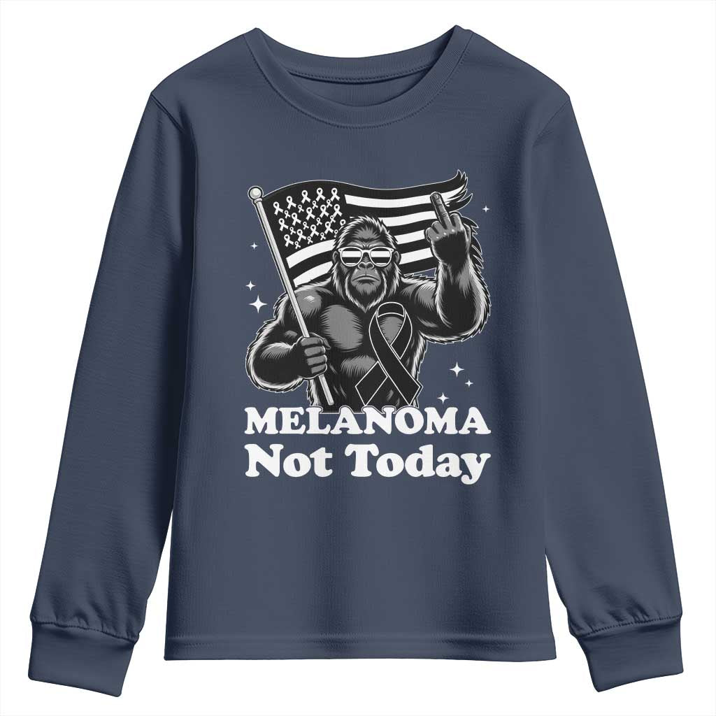 Bigfoot Black Ribbon Youth Sweatshirt Not Today Melanoma Awareness Gift