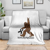 Funny Bigfoot Skin Cancer Support Throw Blanket In May We Wear Black