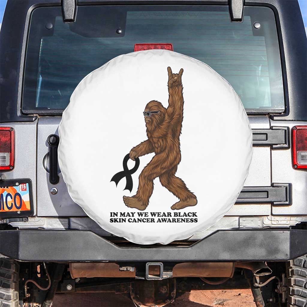 Funny Bigfoot Skin Cancer Support Spare Tire Cover In May We Wear Black