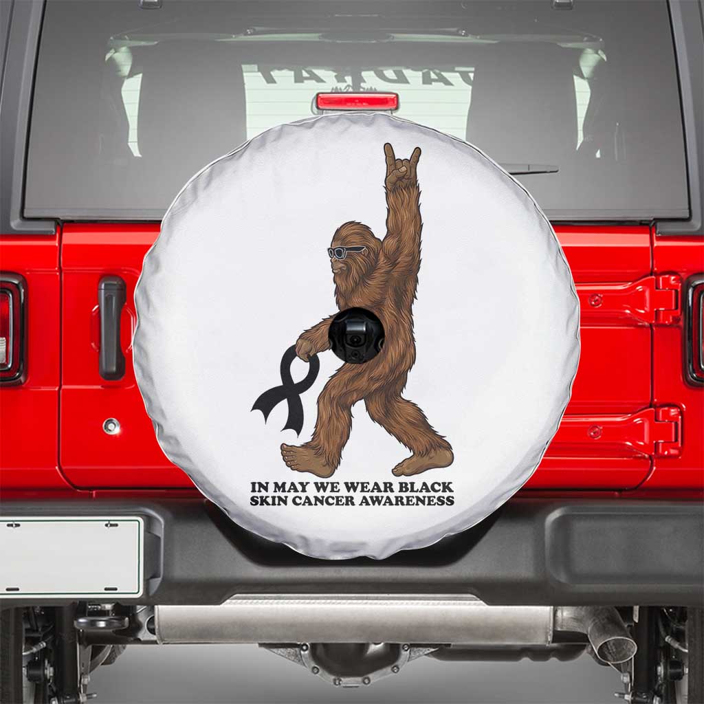 Funny Bigfoot Skin Cancer Support Spare Tire Cover In May We Wear Black