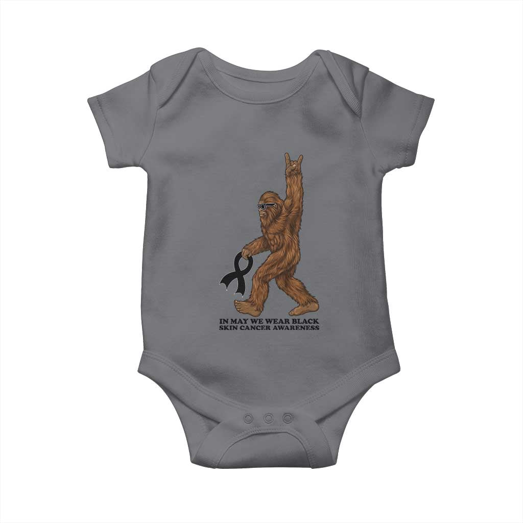Funny Bigfoot Skin Cancer Support Baby Onesie In May We Wear Black