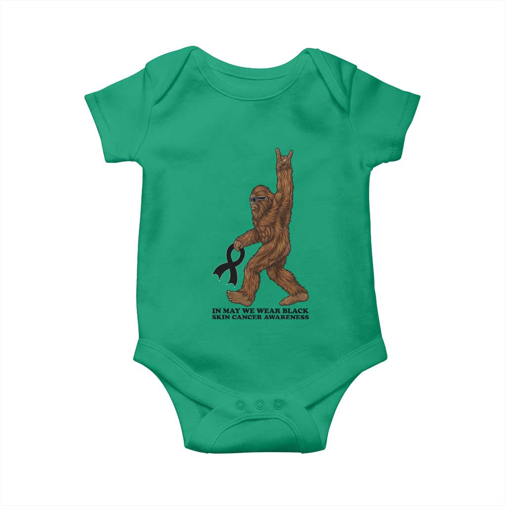 Funny Bigfoot Skin Cancer Support Baby Onesie In May We Wear Black