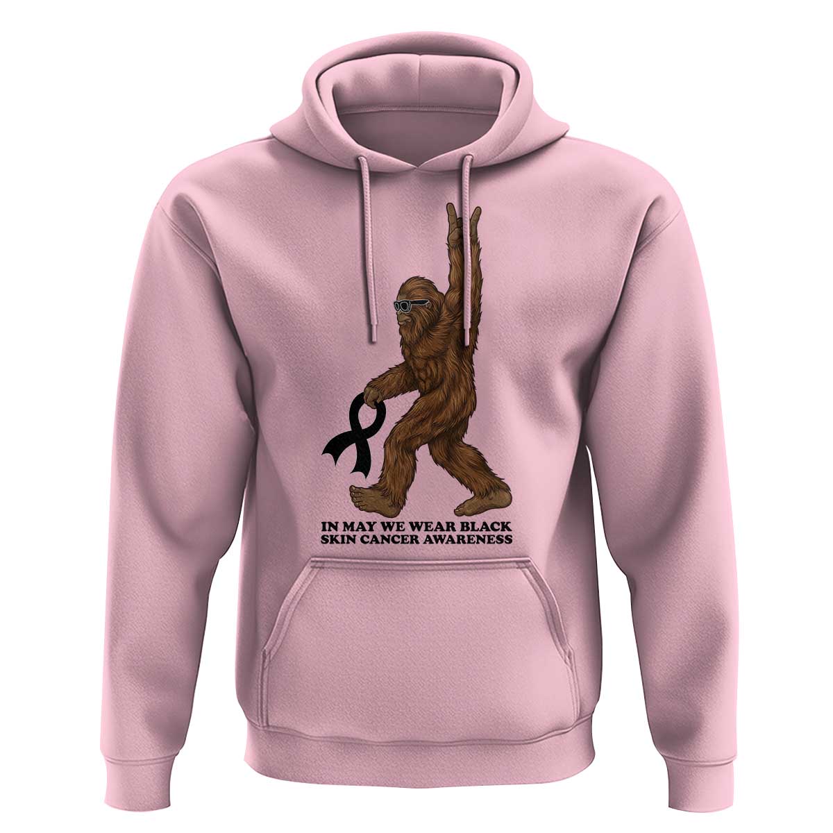 Funny Bigfoot Skin Cancer Support Hoodie In May We Wear Black